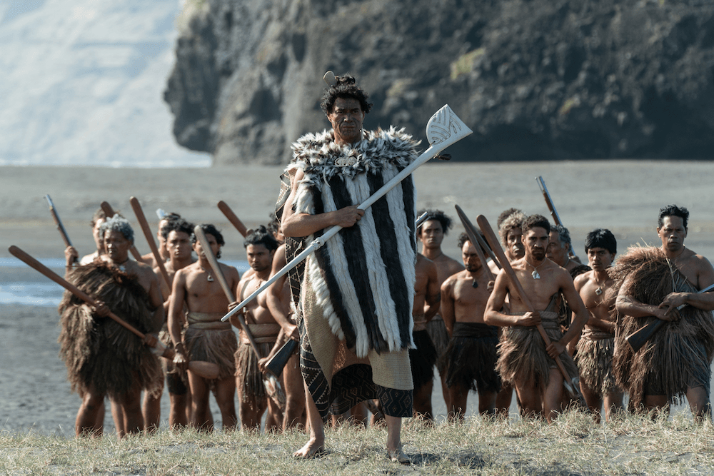 Antonio Te Maioha's character Maianui leads his taua to the Pākehā village of Epworth.