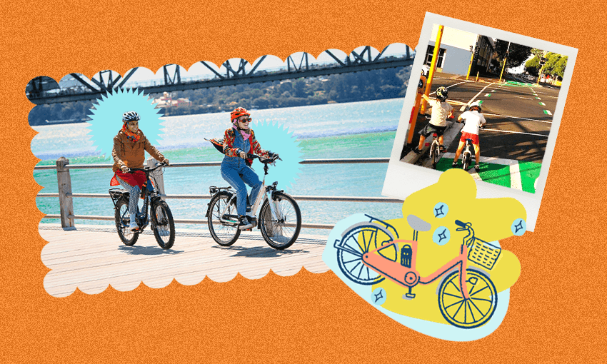 Whānau on bikes in a city designed for everyone (Image: Tina Tiller) 
