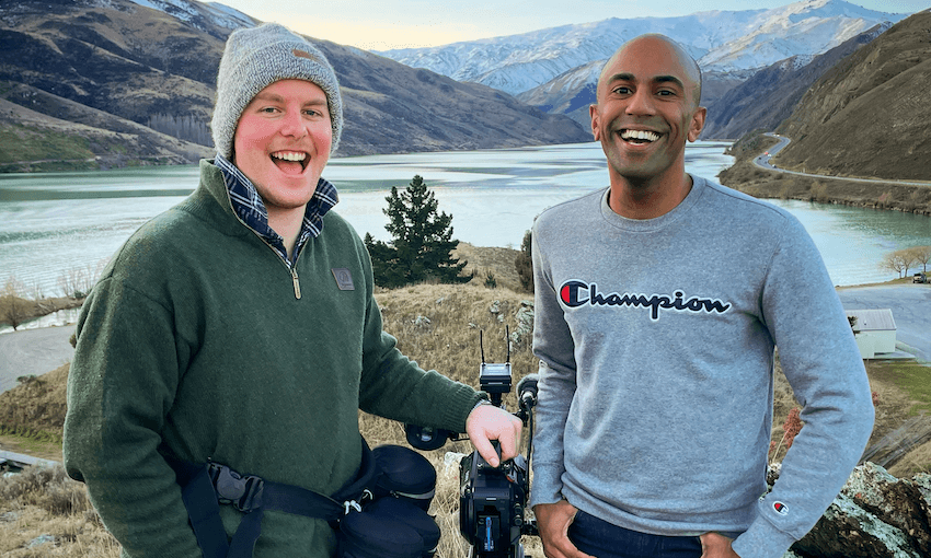 Jehan Casinader and cameraman Andrew Dalton on assignment. (Photo: supplied) 
