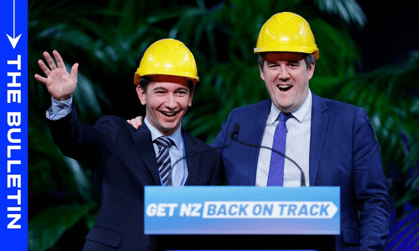 Transport minister Simeon Brown and infrastructure minister Chris Bishop (Image: Getty) 
