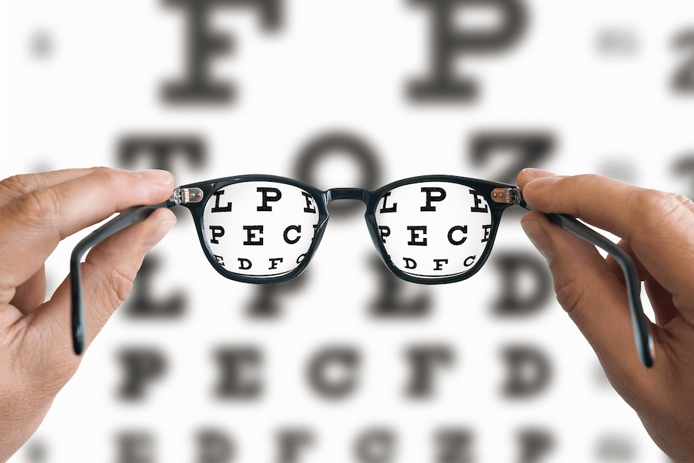 spectacles focused on an eye test