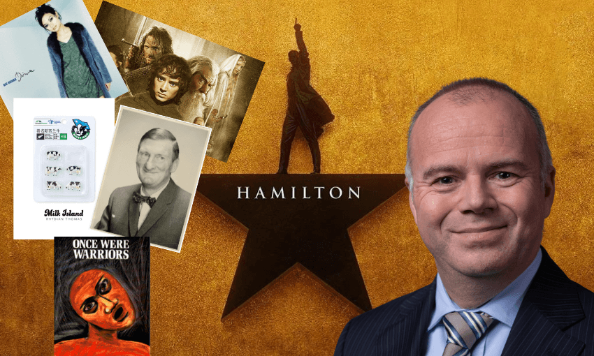 Act’s arts spokesperson Todd Stephenson in front of his famous piece of art (Hamilton) 
