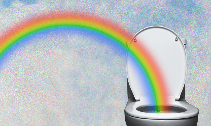 11 years ago we were basking under a big gay rainbow, now we’re dicussing toilets. (Image: Anna Rawhiti-Connell 
