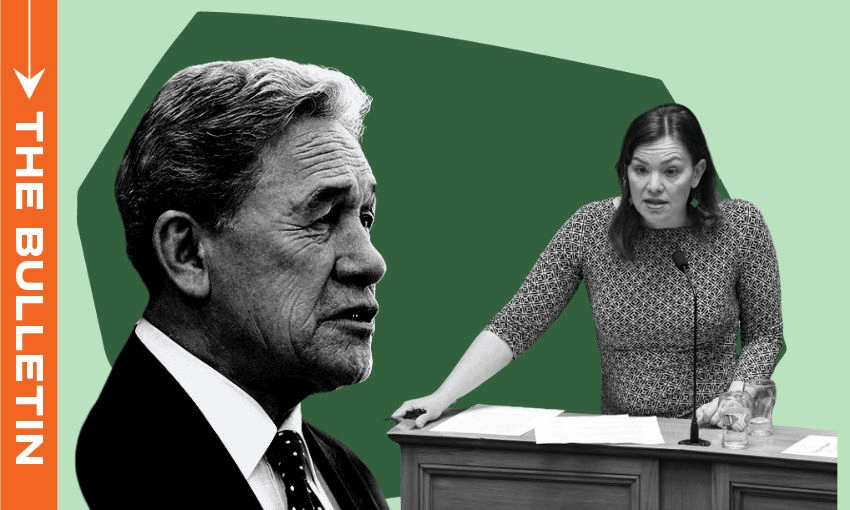 Winston Peters and Julie Anne Genter. (Images: Getty, design: Anna Rawhiti-Connell) 
