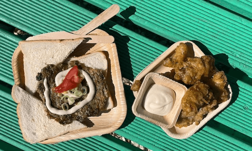 Oyster fritter and tempura oysters at the Clevedon Oyster Gallery (Photo: Lucinda Bennett)