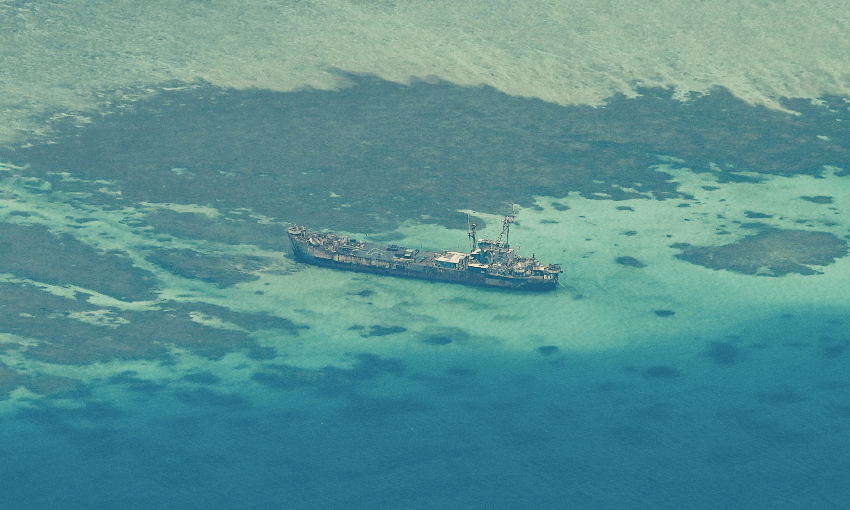 BRP Sierra Madre was run aground in 1999 on Ayungin Shoal in the Spratly Islands. Photo by JAM STA ROSA/AFP via Getty Images 
