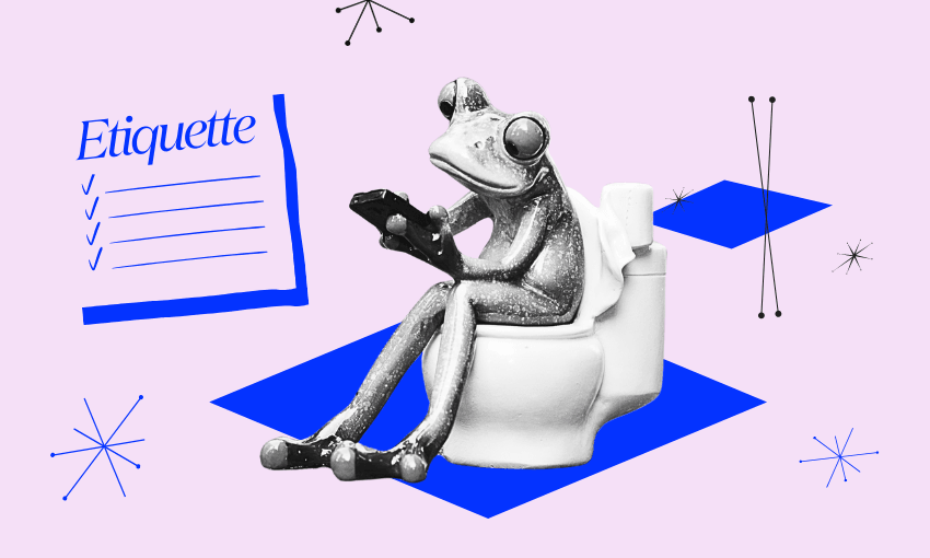 Get off your phone when you’re on the loo. (Image: The Spinoff)