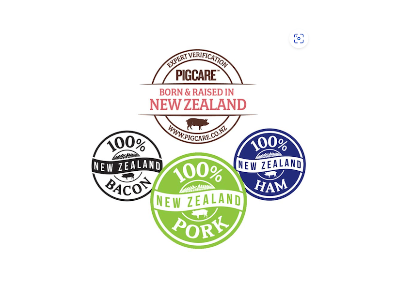 a white background with four certification lavels showing nz pork