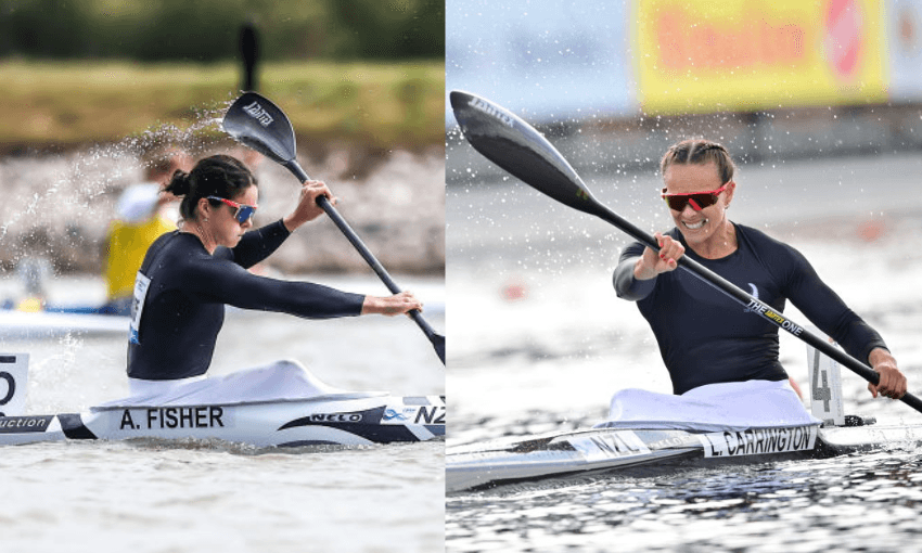 Aimee Fisher (left) and Lisa Carrington (Photos by David Balogh and Thomas Lohnes/Getty Images) 
