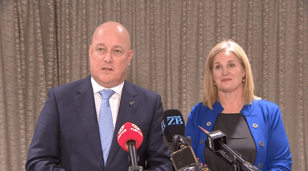 Luxon and Upston announcing sanctions in August 2024