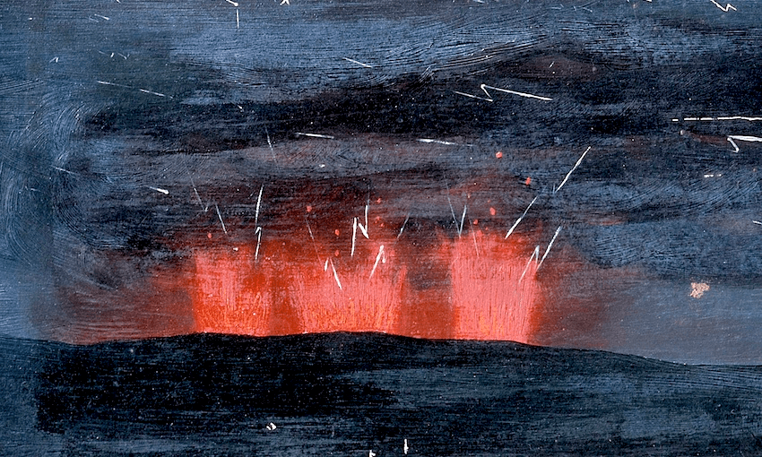 Julia Maude Bennett’s instant record of the Tarawera volcanic eruption in 1886 as seen from Te Puke (detail). (Photo: Werner Forman/Universal Images Group/Getty Images) 
