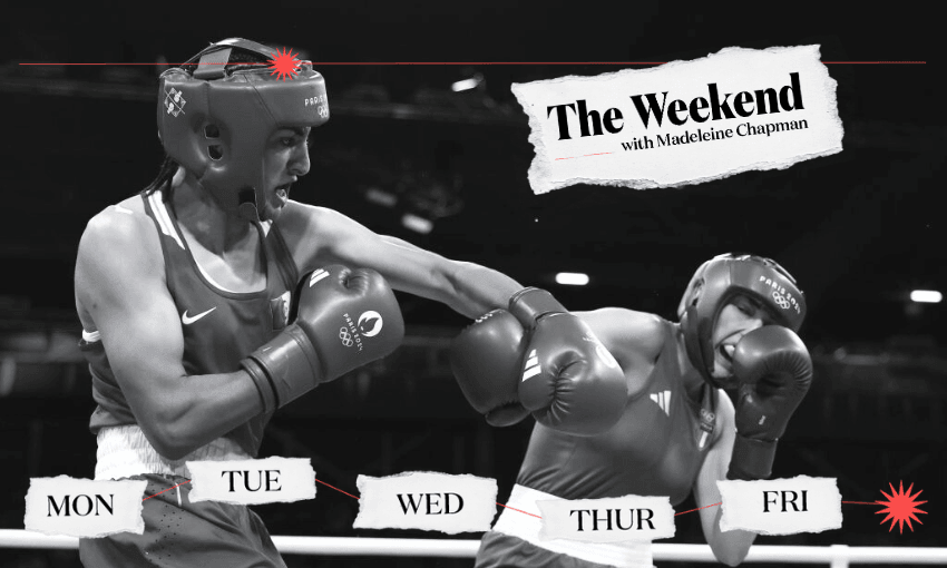 Imane Khelif punches Angela Carini at the Olympics (Photo by Richard Pelham/Getty Images)