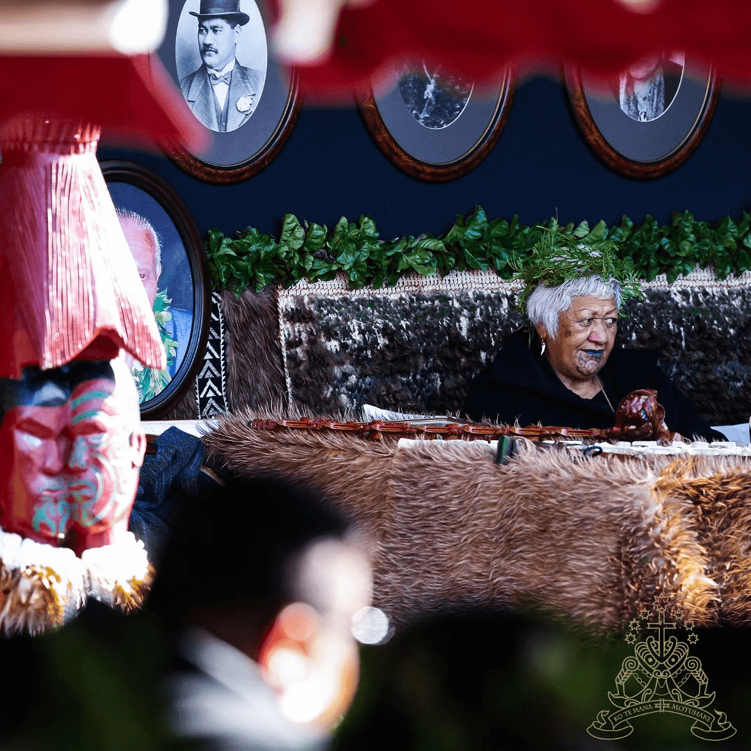 The casket of Kīngi Tūheitia Potatau Te Wherowhero VII accompanied by his wife Te Atawhai.