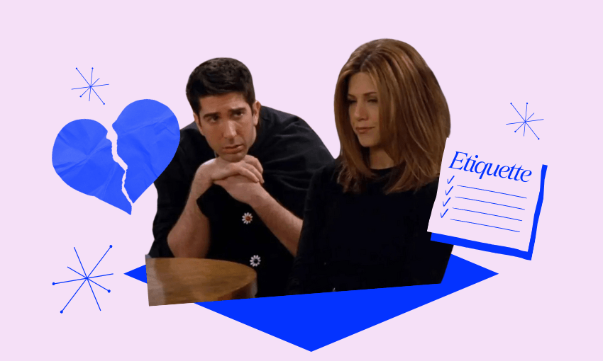 Ross and Rachel from Friends, having a serious conversation