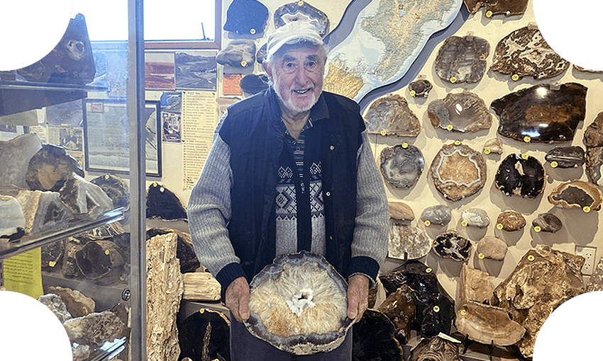 Vince Burke, proprietor of the Birdlings Flat Gemstone & Fossil Museum (Photo: Alex Casey) 
