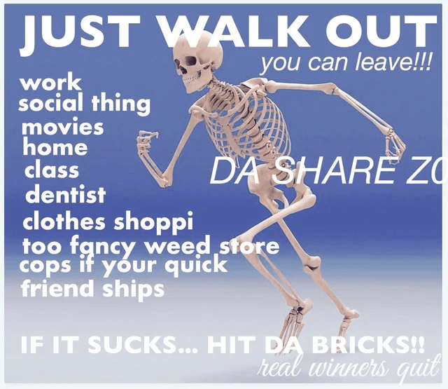 Just Walk Out skeleton meme