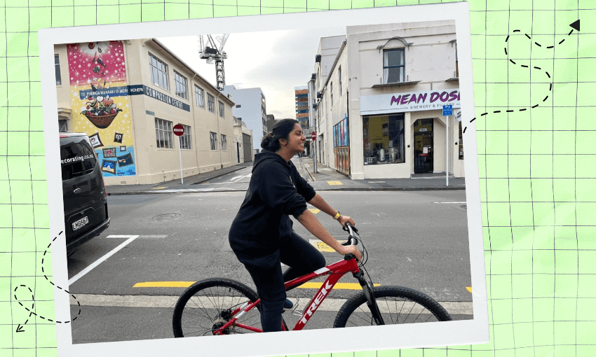 Preyanka Gothanayagi riding her new bike. Image: Tina Tiller 
