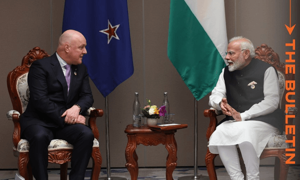 PM Christopher Luxon meets India’s Narendra Modi on the sidelines of the East Asia Summit (Image: Christopher Luxon’s Twitter) 
