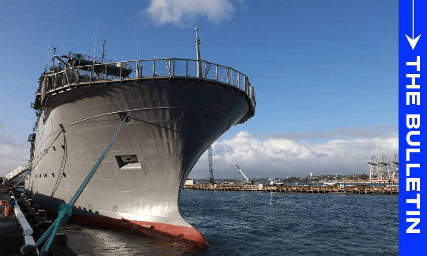 The survey vessel Manawanui is commissioned into the Royal New Zealand Navy (RNZN) on June 07, 2019 (Photo by Phil Walter/Getty Images) 
