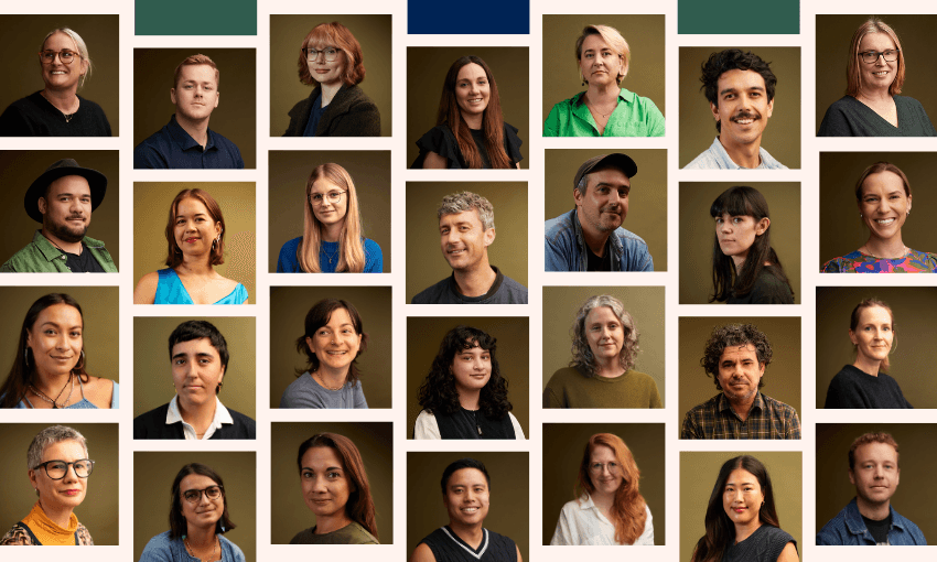 Collage of Spinoff staff framed in portrait style against a neutral backdrop. Each person looks directly at the camera.