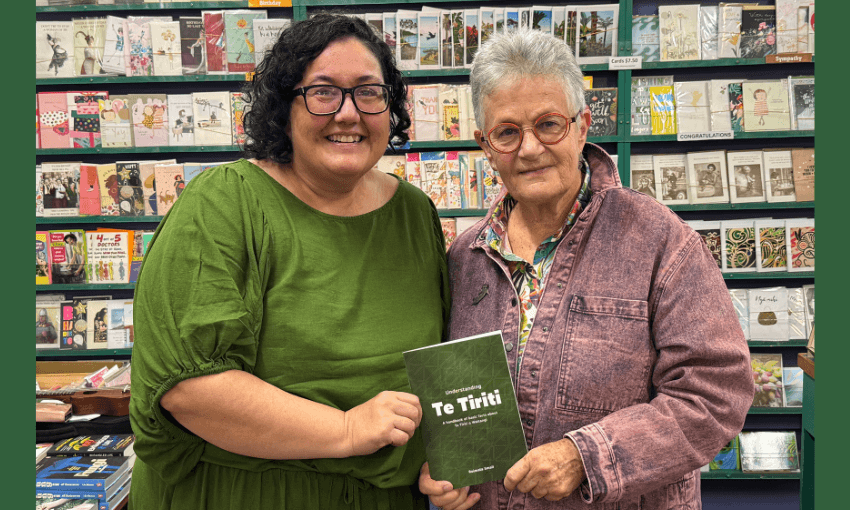 Author of Understanding Te Tiriti, Roimata Smail (left) with Women’s Bookshop owner Carole Beu (right) at the event that inspired the anonymous donor.  
