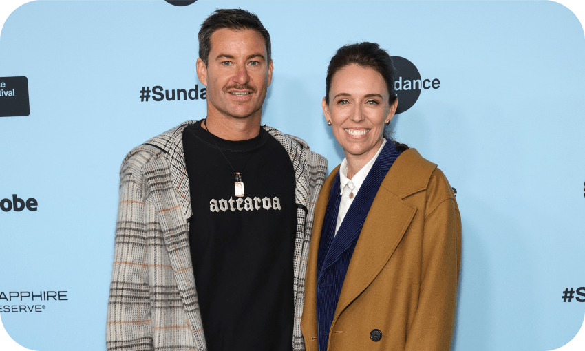 Clarke Gayford and Jacinda Ardern  at the Prime Minister premiere in Park City, Utah. Photo by Arturo Holmes/Getty Images 
