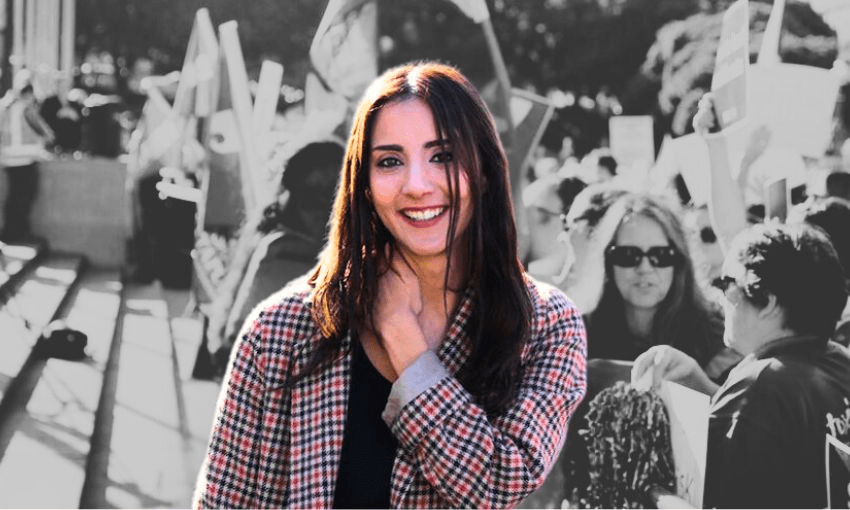 The cause for someone like Golriz Ghahraman is often derived from the same stress felt by people like you and me. (Photo: Lynn Grieveson/Getty Images, Design: The Spinoff).