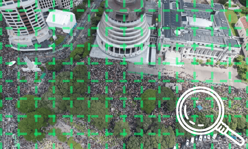 Original drone image of hikoi by Keelan Walker.