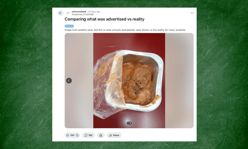 A Reddit screenshot against a blackboard background depicting a meal that looks like cat food