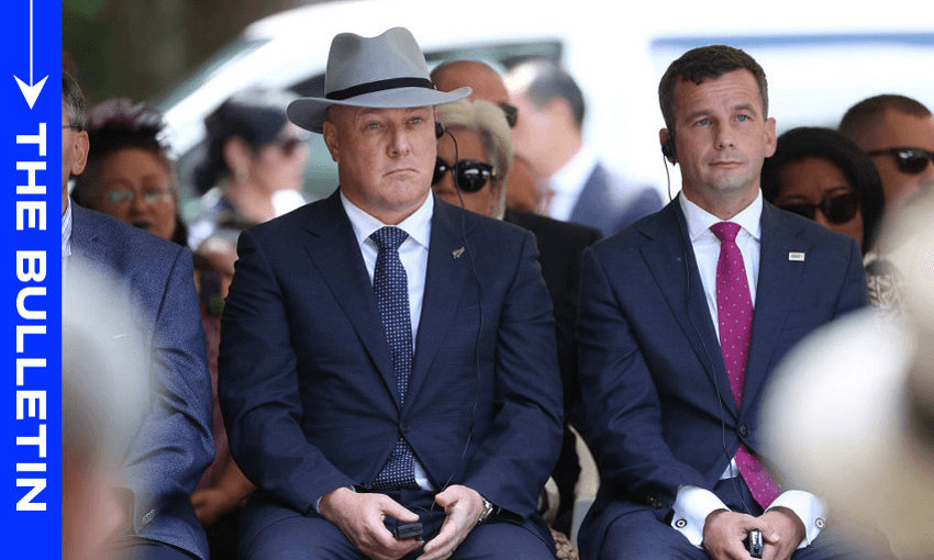 Happier days: Christopher Luxon and David Seymour at Waitangi in 2023. (Photo: Fiona Goodall/Getty Images) 
