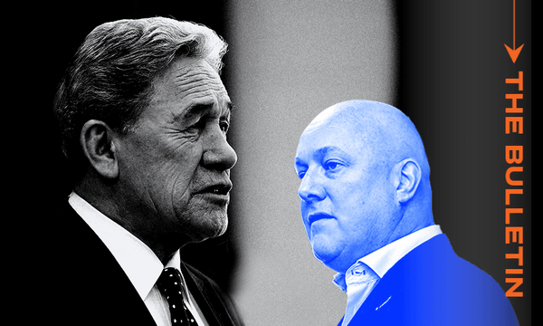 NZ First leader Winston Peters and PM Christopher Luxon. (Image: Getty / The Spinoff) 
