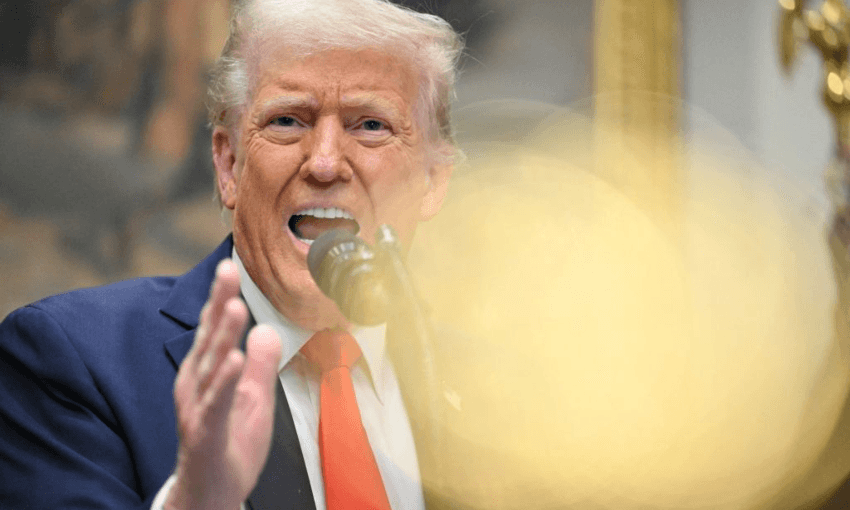 Donald Trump speaking in the Roosevelt Room of the White House this week (Photo: ROBERTO SCHMIDT / AFP) 
