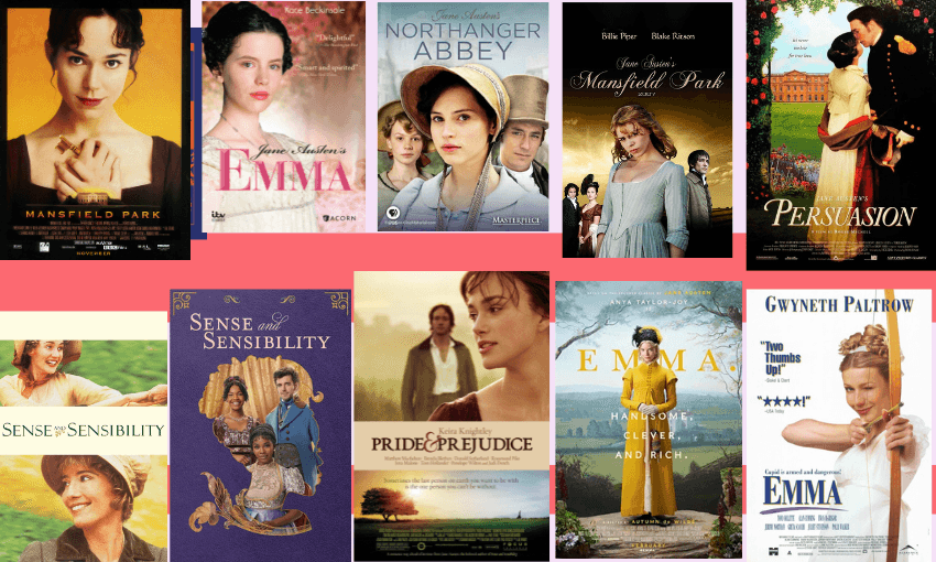 An array of film posters: all for Austen film adaptations.