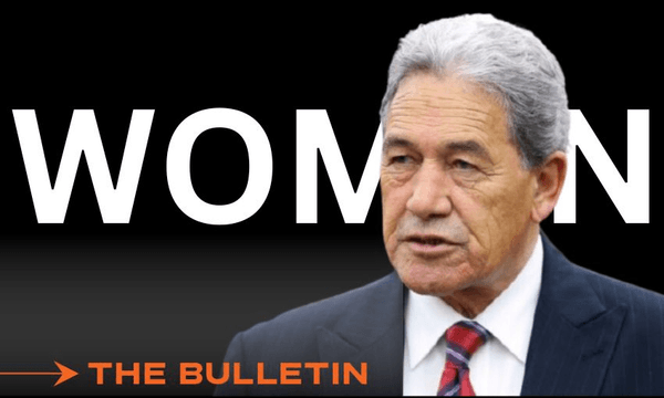 Winston Peters and the word du jour. (Image: Getty / The Spinoff) 
