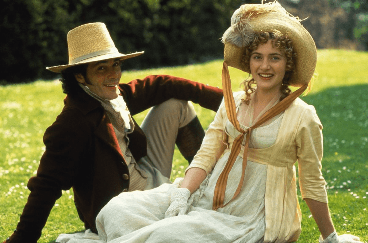 Greg Wise as Willoughby and Kate Winslet as Marianne from the 1995 film adaptation of Sense and Sensibility.