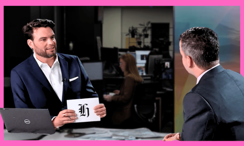 Ryan Bridge interviews David Seymour on Herald Now (Screengrab / Design: Tina Tiller) 
