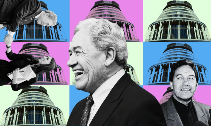Winston Peters, the ultimate deputy prime minister (Imagery: Getty Images/Warner Bros/The Spinoff) 
