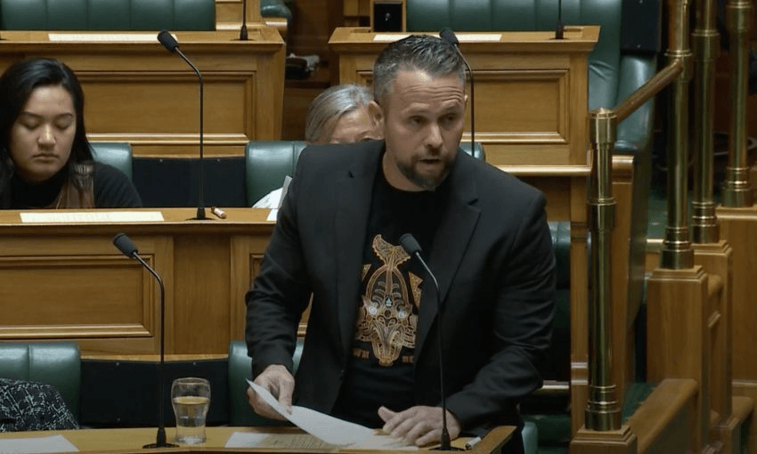 Tākuta Ferris questions Tama Potaka in the House.