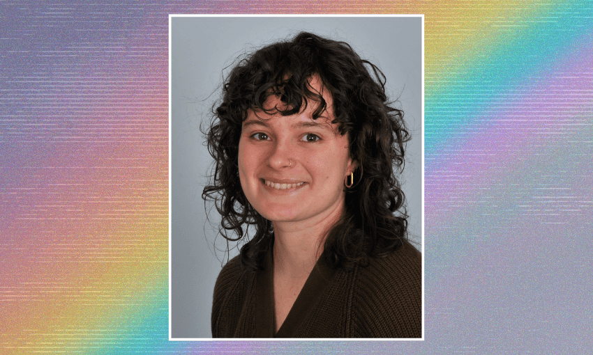 photo of a person smiling curly brown hair