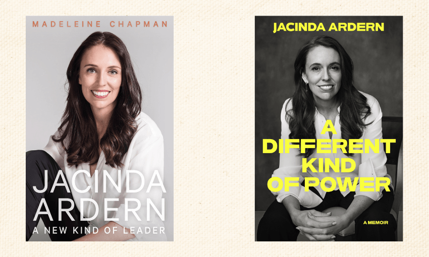 two book covers showing Jacinda Ardern on the front, one a biography and the other her recent memoir