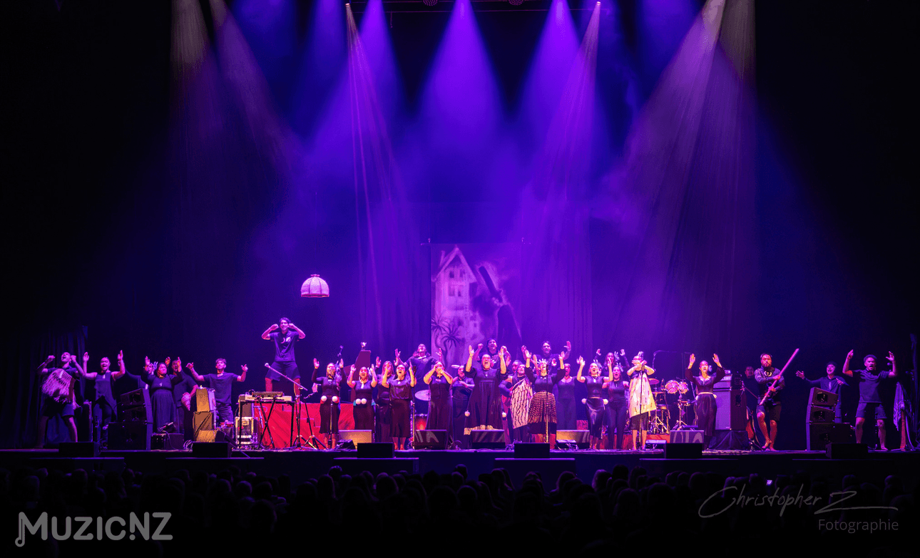 photo of a kapa haka group on stage at spark arena