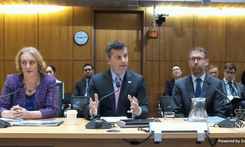 David Seymour speaks on Vote Regulation in select committee room 2 in Bowen House.