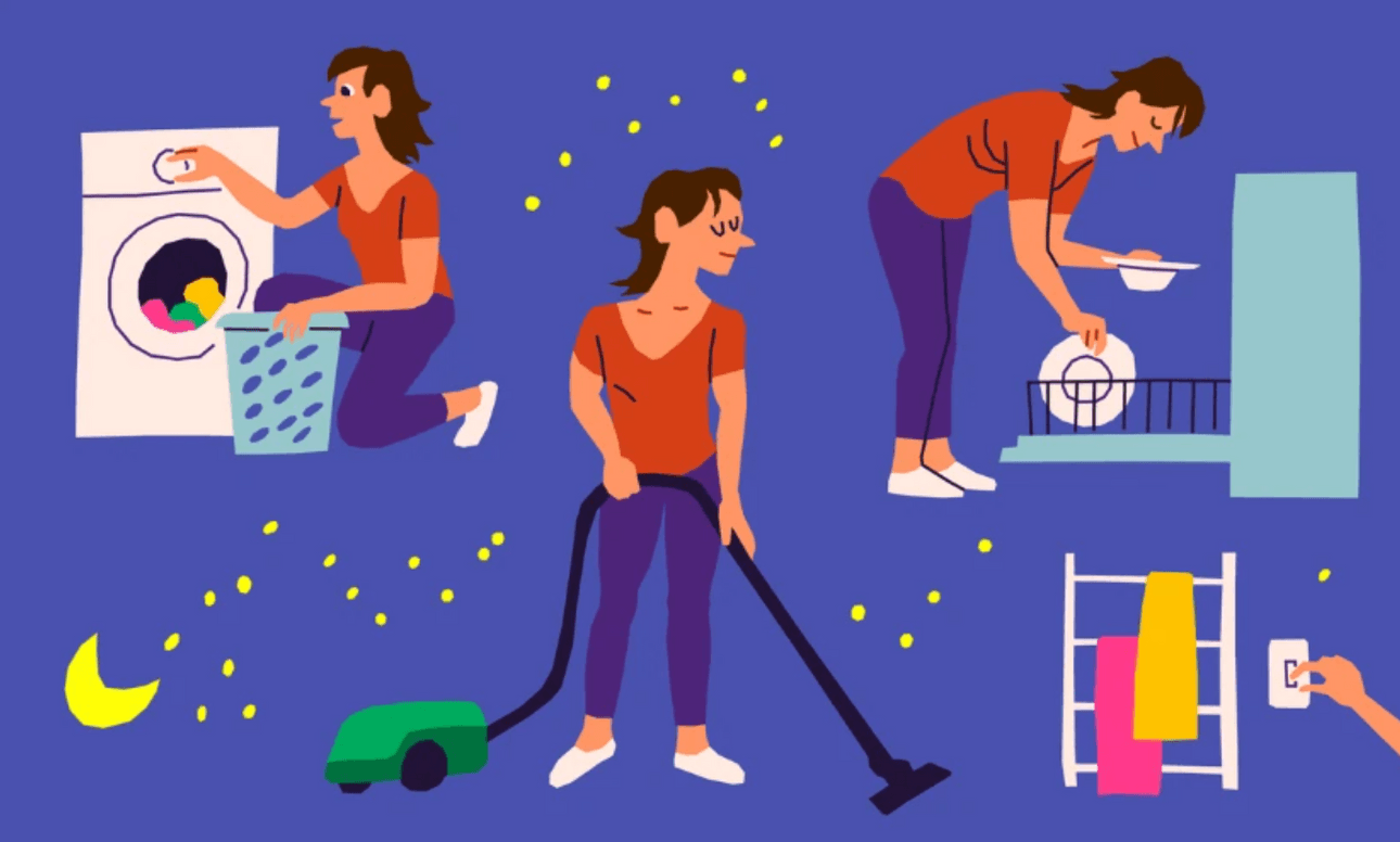 illustration of gabi putting on applicances