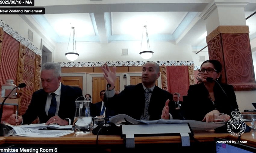 Te Puni Kōkiri's Dave Samuels and Terina Cowan answer questions in the Māori Affairs select committee with Māori development minister Tama Potaka.