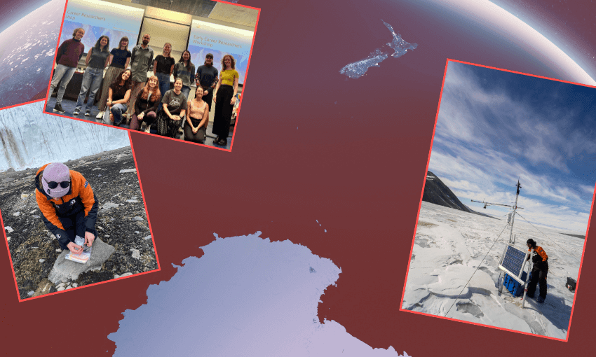Early-career researchers involved in Antarctic field work (Photos: Supplied) 
