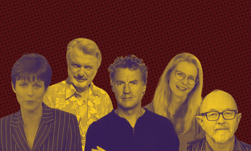 a collage of beloved nz figures looking unimpressed