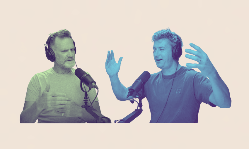 Campbell Smith joins Duncan Greive on The Fold (Image: The Spinoff) 
