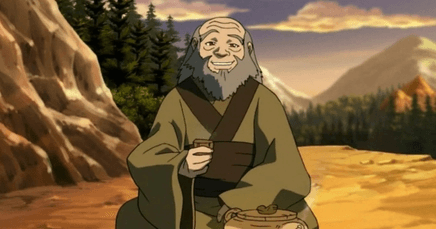 animated drawing of an old man with a tea cup