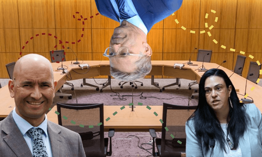 Tama Potaka, Karen Chhour and Paul Goldsmith were just a few of the ministers who defended their ministries’ spending this week (Photos: Getty Images; design The Spinoff) 
