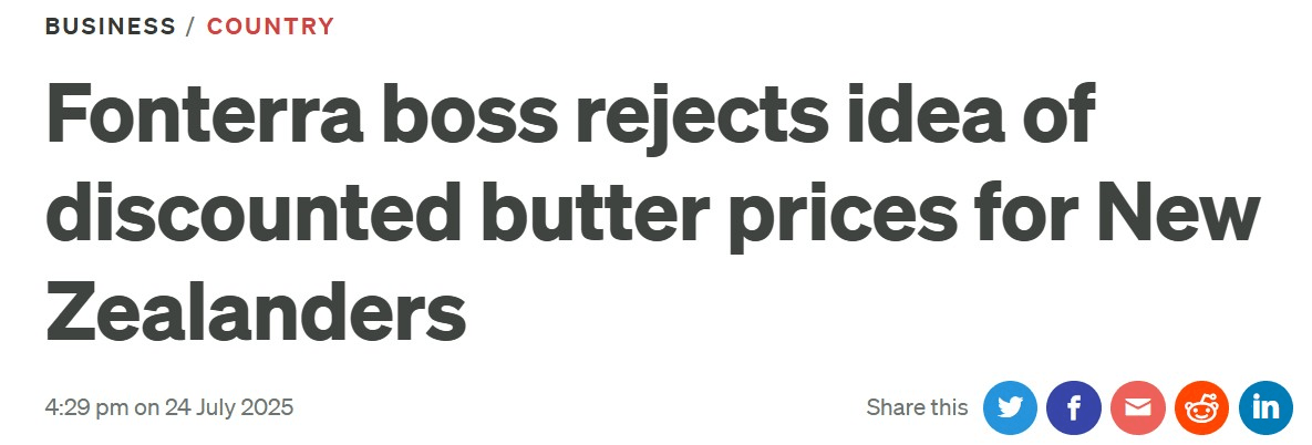 Fonterra rejects discounts for New Zealanders